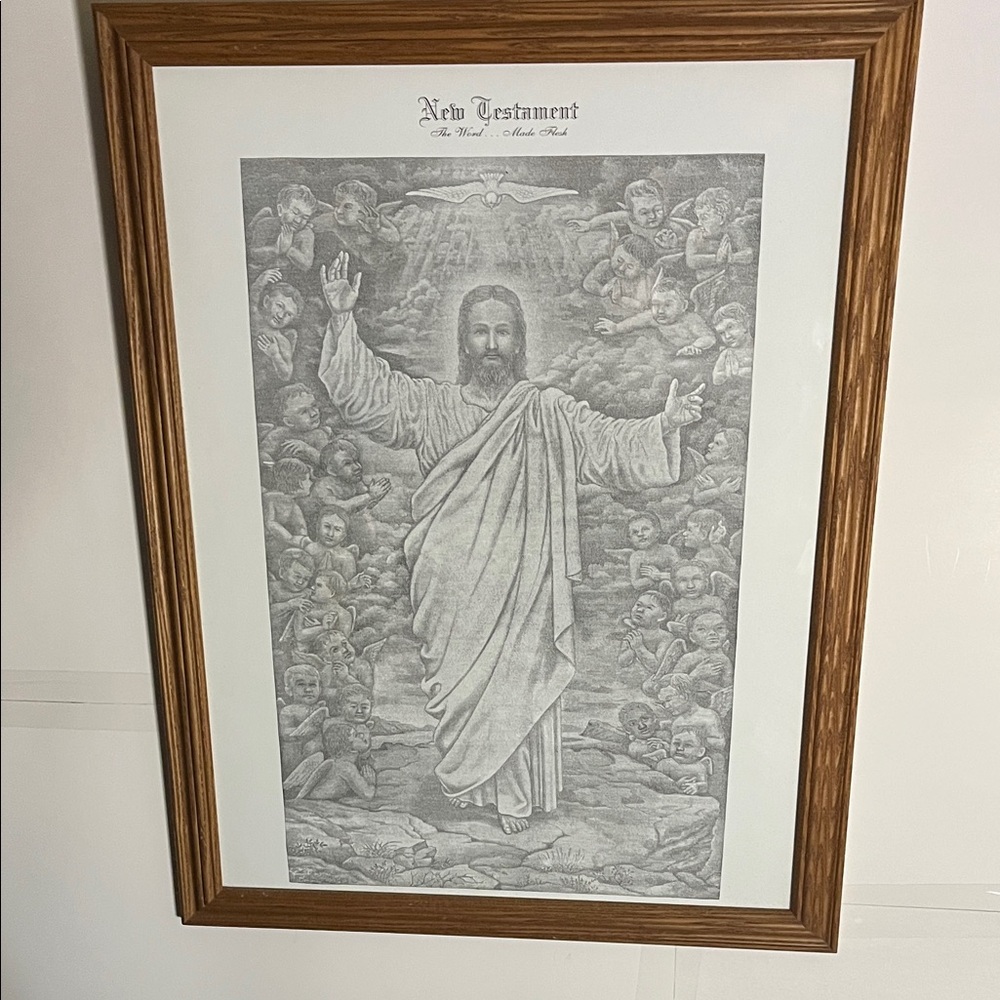 😄New Testament framed print a collection of words to form Jesus religious art